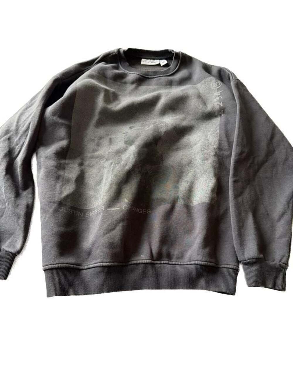 Justin Bieber Changes Tour Graphic Crewneck Sweatshirt Washed Black XS